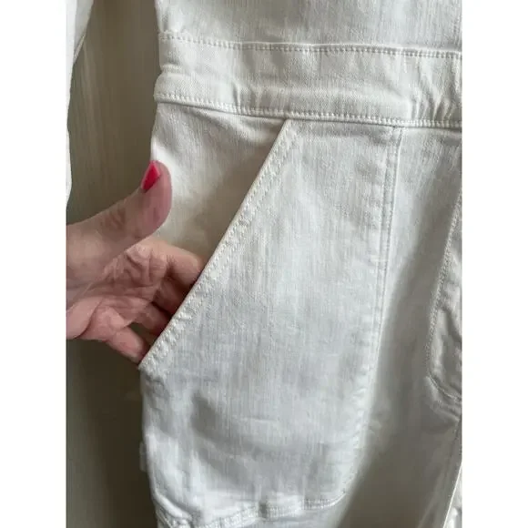 RIVET UTILITY Powerhouse White Stretch Denim Long Sleeve Jumpsuit Sz M $425 - Picture 7 of 15